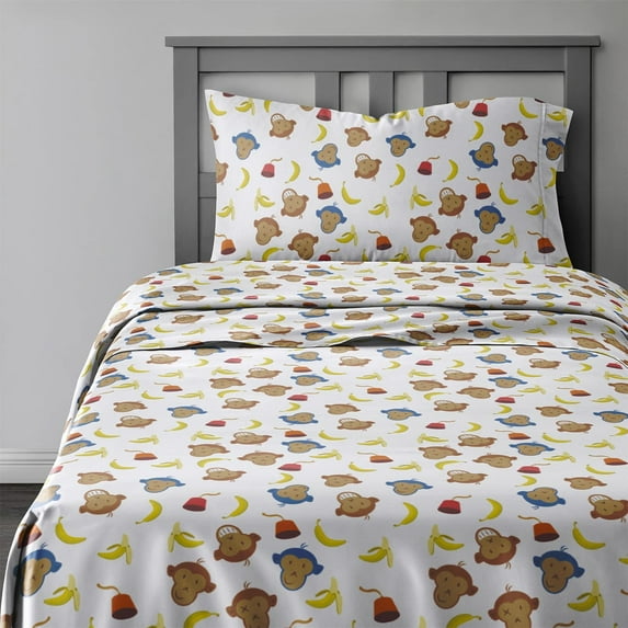 CGK Linens 4-Piece Cute & Cozy Kids Sheet Set - Queen Size Kids Bedding With Vibrant Designs For Boys, Girls, Teens, Toddler, Monkeys