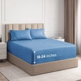 thumbnail image 1 of CGK Linens 4-Piece Extra Deep Pocket Sheet Set - King Size Breathable & Cooling Bed Sheets Fits 18"-24" Mattresses, Denim Blue, 1 of 7