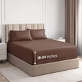 thumbnail image 1 of CGK Linens 4-Piece Extra Deep Pocket Sheet Set - Queen Size Breathable & Cooling Bed Sheets Fits 18"-24" Mattresses, Brown, 1 of 7
