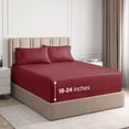 thumbnail image 1 of CGK Linens 4-Piece Extra Deep Pocket Sheet Set - Queen Size Breathable & Cooling Bed Sheets Fits 18"-24" Mattresses, Burgundy, 1 of 7