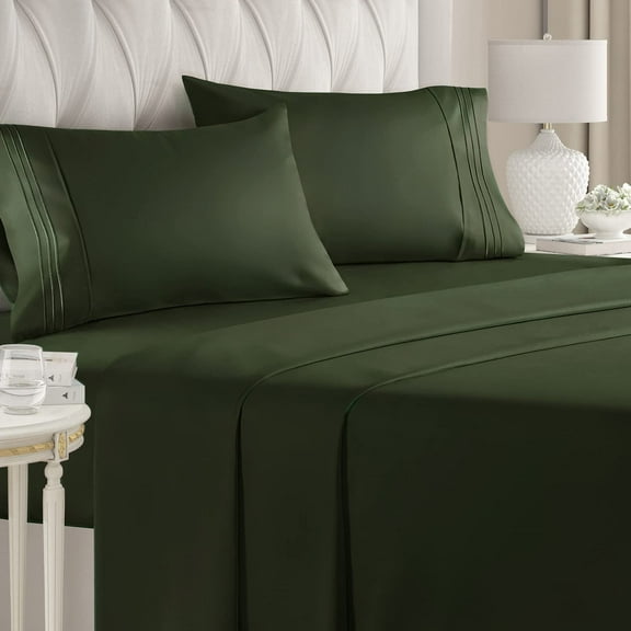 CGK Linens 4-Piece Ultra Soft & Comfy Hotel Luxury Sheet Set - California King Size Cooling Bed Sheet Fits 8"-16" Mattresses, Emerald Green
