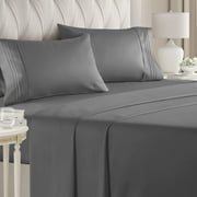 CGK Linens 4-Piece Ultra Soft & Comfy Hotel Luxury Sheet Set - Full Size Cooling Bed Sheet Fits 8"-16" Mattresses, Dark Grey