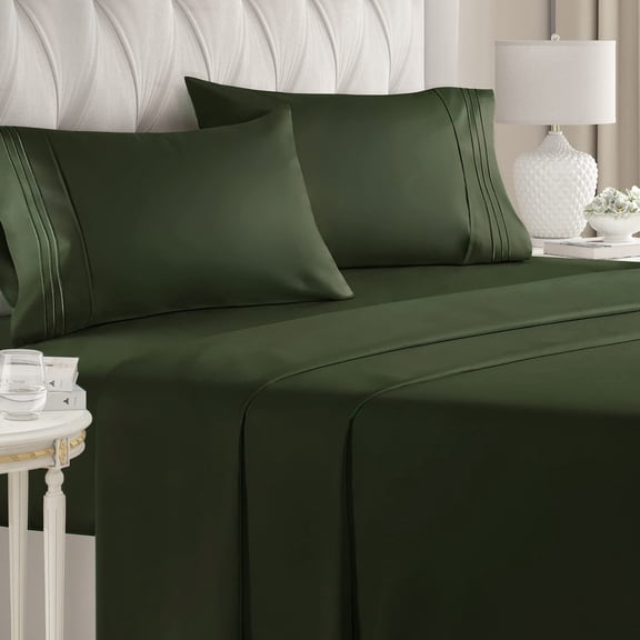CGK Linens 4-Piece Ultra Soft & Comfy Hotel Luxury Sheet Set - Full Size Cooling Bed Sheet Fits 8"-16" Mattresses, Emerald Green