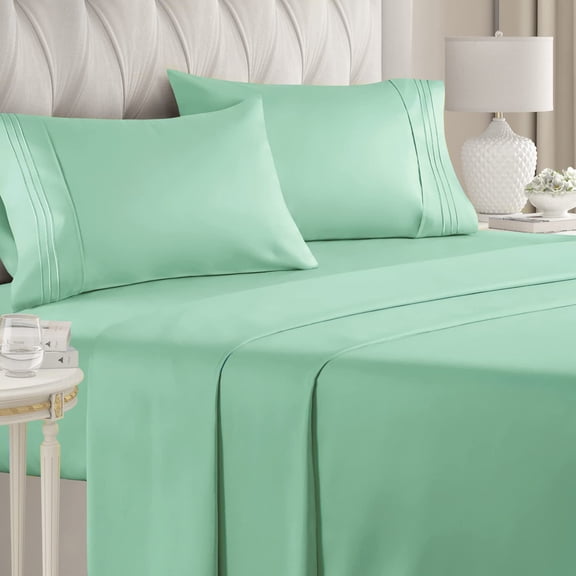 CGK Linens 4-Piece Ultra Soft & Comfy Hotel Luxury Sheet Set - Full Size Cooling Bed Sheet Fits 8"-16" Mattresses, Spa Blue
