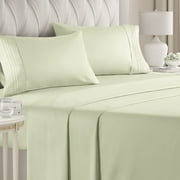 CGK Linens 4-Piece Ultra Soft & Comfy Hotel Luxury Sheet Set - King Size Cooling Bed Sheet Fits 8-16 Mattresses, Light Sage Green