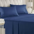 thumbnail image 1 of CGK Linens 4-Piece Ultra Soft & Comfy Hotel Luxury Sheet Set - King Size Cooling Bed Sheet Fits 8"-16" Mattresses, Navy Blue, 1 of 6