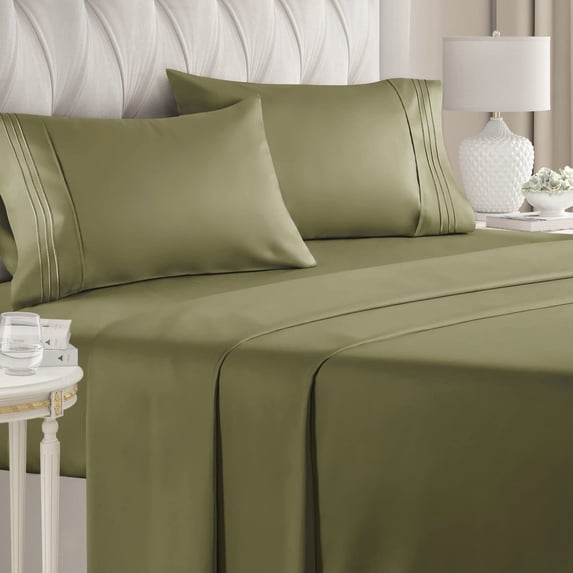 CGK Linens 4-Piece Ultra Soft & Comfy Hotel Luxury Sheet Set - King Size Cooling Bed Sheet Fits 8"-16" Mattresses, Sage Green