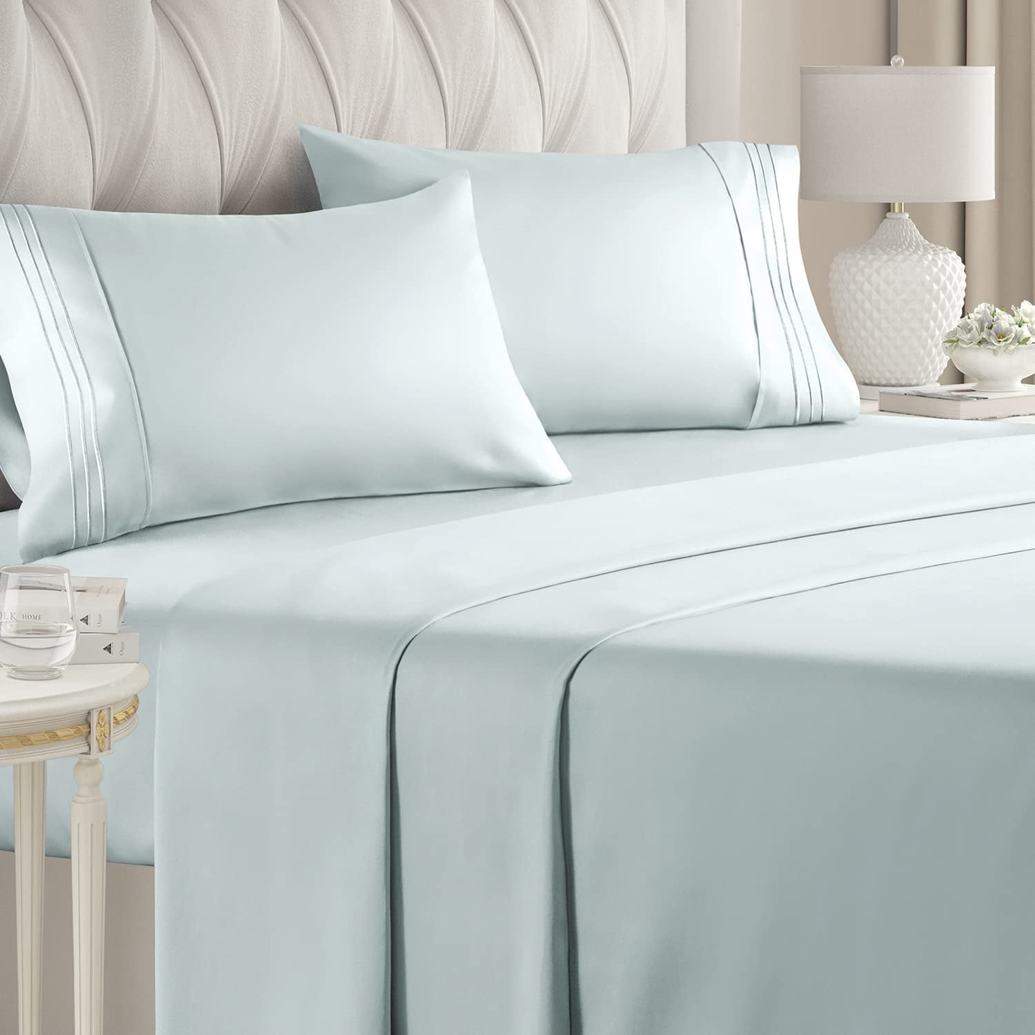 Ice Blue Queen Deep Pocket Microfiber Sheet Set