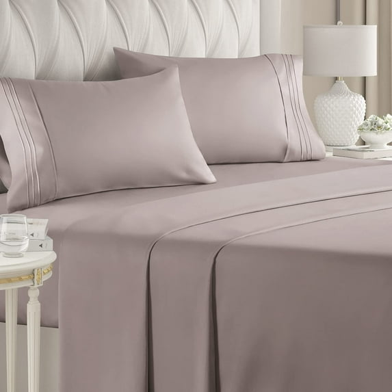 CGK Linens 4-Piece Ultra Soft & Comfy Hotel Luxury Sheet Set - Queen Size Cooling Bed Sheet Fits 8"-16" Mattresses, Thistle Purple