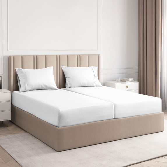 CGK Linens 5-Piece Ultra Soft & Comfy Hotel Luxury Sheet Set - Split King Size Cooling Bed Sheet Fits 8"-16" Mattresses, White