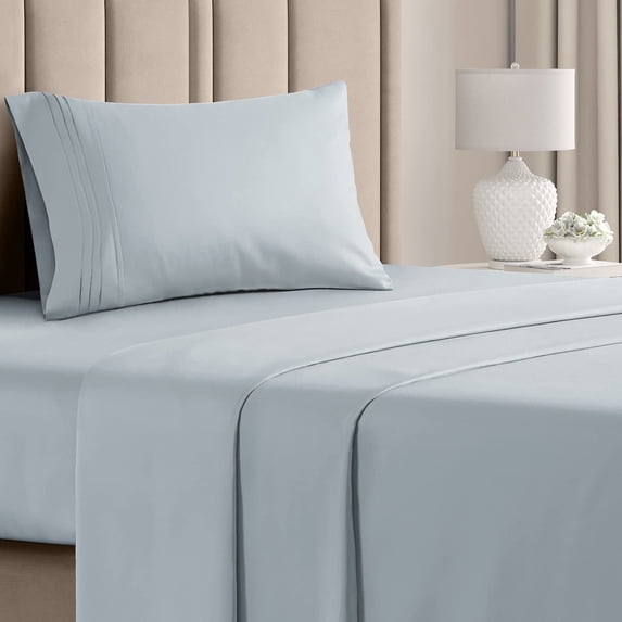 CGK Linens 3-Piece Ultra Soft & Comfy Hotel Luxury Sheet Set - Twin Size Cooling Bed Sheet Fits 8"-16" Mattresses, Sky Blue
