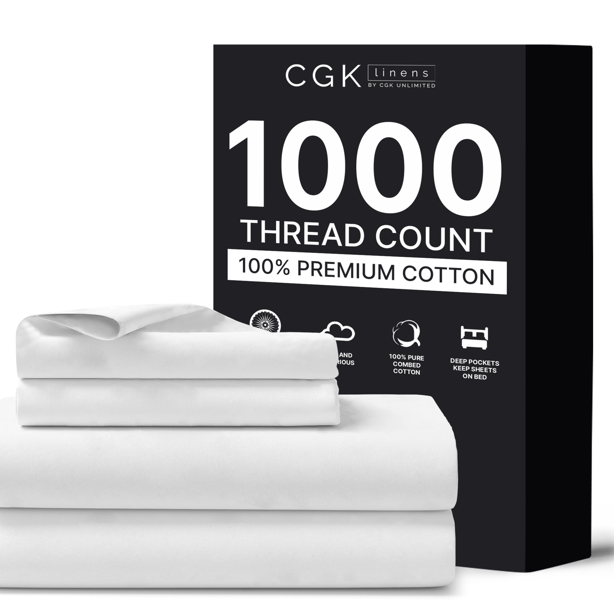 White Organic Cotton 1000 Thread Count Full Sheet Set
