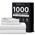 thumbnail image 1 of CGK Linens 4-Piece Luxury 1000 Thread Count Cotton Sheet Set - King Size 100% Cotton Sateen Bed Sheets, Softer Than Egyptian Cotton, White, 1 of 7