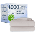 thumbnail image 1 of CGK Linens 3-Piece Luxury 1000 Thread Count Cotton Sheet Set - Twin Size 100% Cotton Sateen Bed Sheets, Softer Than Egyptian Cotton, Light Grey, 1 of 7