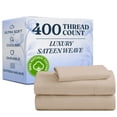 thumbnail image 1 of CGK Linens 3-Piece 400 Thread Count Cotton Sheet Set - Twin XL Size 100% Cotton Sateen Bed Sheets Fits 18"-24" Mattresses, Cream, 1 of 6