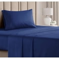 thumbnail image 1 of CGK Linens 3-Piece 400 Thread Count Cotton Sheet Set - Twin XL Size 100% Cotton Sateen Bed Sheets Fits 18"-24" Mattresses, Navy Blue, 1 of 7