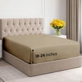 thumbnail image 1 of CGK Linens 400 Thread Count Extra Deep Pocket Single Fitted Sheet Only - Full Size 100% Cotton Sateen Bottom Sheet, Fits 18"-24" Mattresses, Cream, 1 of 6