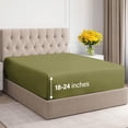 thumbnail image 1 of CGK Linens 400 Thread Count Extra Deep Pocket Single Fitted Sheet Only - Twin Size 100% Cotton Sateen Bottom Sheet, Fits 18"-24" Mattresses, Sage Green, 1 of 6