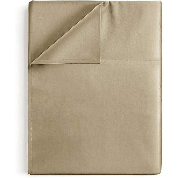 CGK Linens 400 Thread Count Single Flat Sheet Only - California King Size Soft 100% Cotton Sateen Top Sheet, Beige