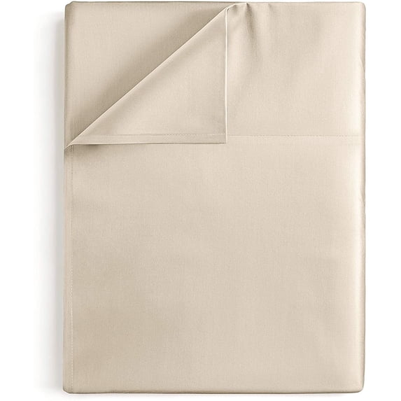 CGK Linens 400 Thread Count Single Flat Sheet Only - California King Size Soft 100% Cotton Sateen Top Sheet, Cream
