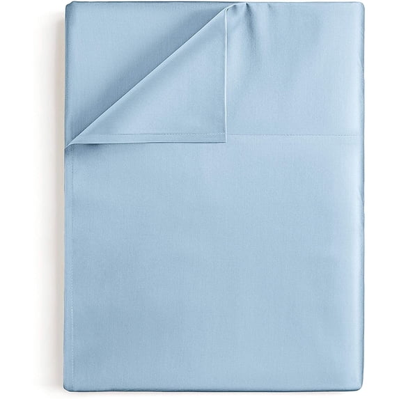 CGK Linens 400 Thread Count Single Flat Sheet Only - California King Size Soft 100% Cotton Sateen Top Sheet, Light Blue