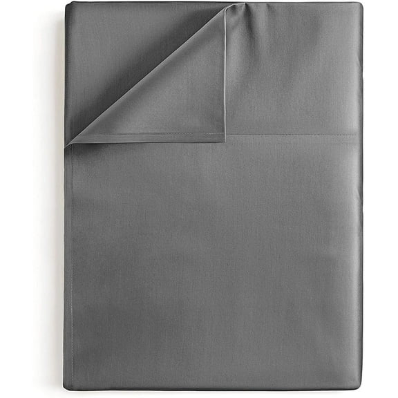 CGK Linens 400 Thread Count Single Flat Sheet Only - Full Size Soft 100% Cotton Sateen Top Sheet, Dark Grey