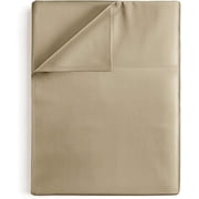 CGK Linens 400 Thread Count Single Flat Sheet Only - King Size Soft 100% Cotton Sateen Top Sheet, Beige
