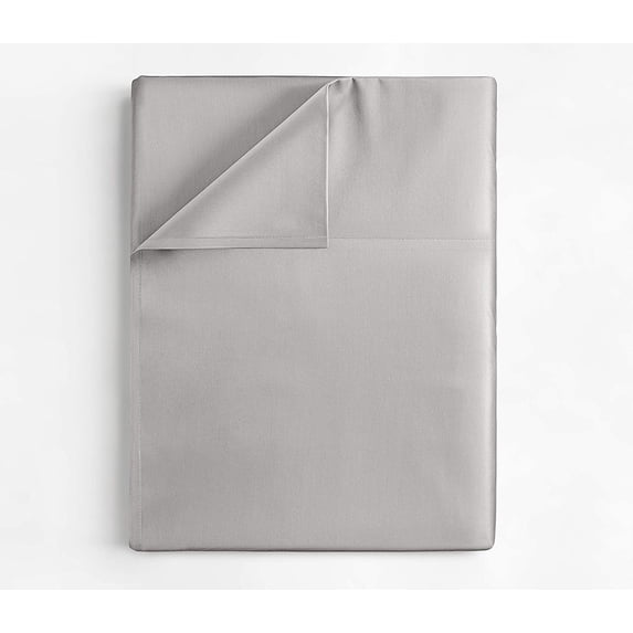 CGK Linens 400 Thread Count Single Flat Sheet Only - King Size Soft 100% Cotton Sateen Top Sheet, Light Grey