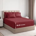 thumbnail image 1 of CGK Linens 6-Piece Extra Deep Pocket Sheet Set With Extra Matching Pillowcases - California King Size Bed Sheets Fits 18"-24" Mattresses, Burgundy, 1 of 7