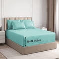 thumbnail image 1 of CGK Linens 6-Piece Extra Deep Pocket Sheet Set With Extra Matching Pillowcases - King Size Bed Sheets Fits 18"-24" Mattresses, Spa Blue, 1 of 7