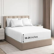 CGK Linens 6-Piece Extra Deep Pocket Sheet Set With Extra Matching Pillowcases - King Size Bed Sheets Fits 18-24 Mattresses, White