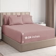 thumbnail image 1 of CGK Linens 6-Piece Extra Deep Pocket Sheet Set With Extra Matching Pillowcases - Queen Size Bed Sheets Fits 18"-24" Mattresses, Mauve, 1 of 7