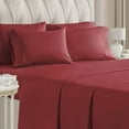 thumbnail image 1 of CGK Linens 6-Piece Breathable and Cooling Sheet Set With Extra Matching Pillowcases - California King Size Bed Sheets Fits 8"-16" Mattresses, Burgundy, 1 of 7