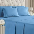 thumbnail image 1 of CGK Linens 6-Piece Breathable and Cooling Sheet Set With Extra Matching Pillowcases - Full Size Bed Sheets Fits 8"-16" Mattresses, Denim Blue, 1 of 7