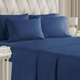 thumbnail image 1 of CGK Linens 6-Piece Breathable and Cooling Sheet Set With Extra Matching Pillowcases - Full Size Bed Sheets Fits 8"-16" Mattresses, Navy Blue, 1 of 7