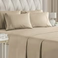 thumbnail image 1 of CGK Linens 6-Piece Breathable and Cooling Sheet Set With Extra Matching Pillowcases - King Size Bed Sheets Fits 8"-16" Mattresses, Beige, 1 of 6