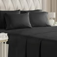 thumbnail image 1 of CGK Linens 6-Piece Breathable and Cooling Sheet Set With Extra Matching Pillowcases - King Size Bed Sheets Fits 8"-16" Mattresses, Black, 1 of 7