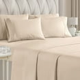 thumbnail image 1 of CGK Linens 6-Piece Breathable and Cooling Sheet Set With Extra Matching Pillowcases - King Size Bed Sheets Fits 8"-16" Mattresses, Cream, 1 of 7