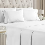CGK Linens 6-Piece Breathable and Cooling Sheet Set With Extra Matching Pillowcases - King Size Bed Sheets Fits 8"-16" Mattresses, White