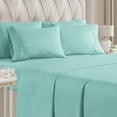 thumbnail image 1 of CGK Linens 6-Piece Breathable and Cooling Sheet Set With Extra Matching Pillowcases - Queen Size Bed Sheets Fits 8"-16" Mattresses, Spa Blue, 1 of 7