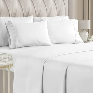 CGK Linens 6-Piece Breathable and Cooling Sheet Set With Extra Matching Pillowcases - Queen Size Bed Sheets Fits 8"-16" Mattresses, White
