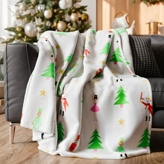 CGK Linens Christmas Fleece Throw Blanket – Soft Flannel, Lightweight, Cozy Warm Blanket for Couch, Bed & Chair
