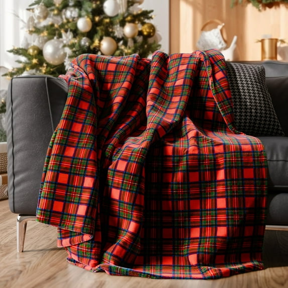 CGK Linens Christmas Fleece Throw Blanket – Soft Flannel, Lightweight, Cozy Warm Blanket for Couch, Bed & Chair