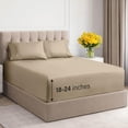 thumbnail image 1 of CGK Linens 4-Piece 400 Thread Count Extra Deep Pocket Cotton Sheet Set - King Size 100% Cotton Sateen Bed Sheets Fits 8"-16" Mattresses, Cream, 1 of 7