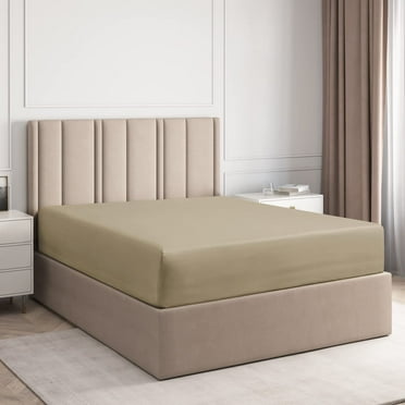 CGK Linens Hotel Luxury Single Fitted Sheet Only - California King Size Wrinkle-Resistant Bottom Sheet, Fits Mattress Up To 16", Beige