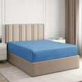 thumbnail image 1 of CGK Linens Hotel Luxury Single Fitted Sheet Only - Full Size Wrinkle-Resistant Bottom Sheet, Fits Mattress Up To 16", Denim Blue, 1 of 6