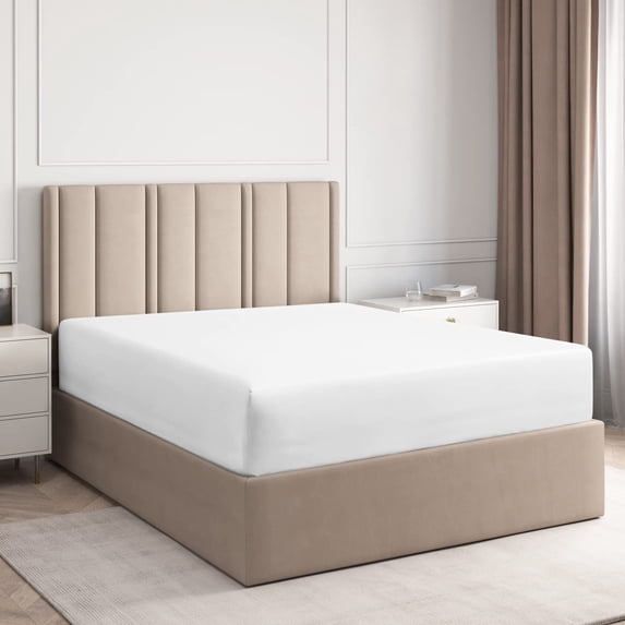 CGK Linens Hotel Luxury Single Fitted Sheet Only - Twin XL Size Wrinkle-Resistant Bottom Sheet, Fits Mattress Up To 16", White