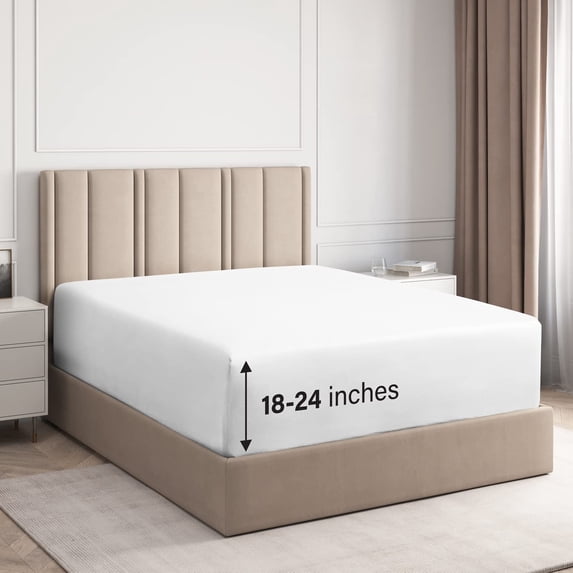 CGK Linens Extra Deep Pocket Single Fitted Sheet Only - California King Size Wrinkle-Resistant & Comfy Bottom Sheet, Fits 18"-24" Mattresses, White