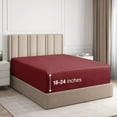 thumbnail image 1 of CGK Linens Extra Deep Pocket Single Fitted Sheet Only - King Size Wrinkle-Resistant & Comfy Bottom Sheet, Fits 18"-24" Mattresses, Burgundy, 1 of 4