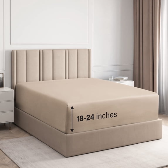 CGK Linens Extra Deep Pocket Single Fitted Sheet Only - Twin Size Wrinkle-Resistant & Comfy Bottom Sheet, Fits 18"-24" Mattresses, Cream